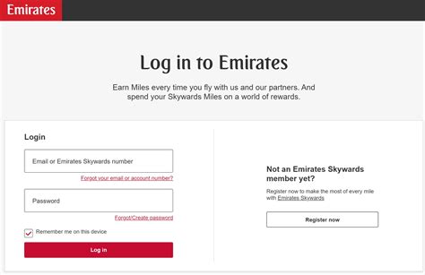 emirates login not working